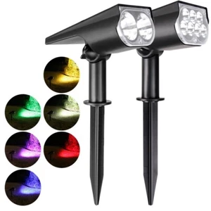 Solar Spotlights Outdoor IP65 Waterproof Cool White 7LED and RGB Landscape Light - Picture 1 of 16