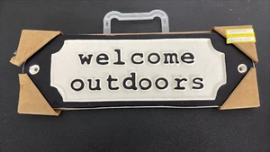 Smith & Hawken "Welcome Outdoors" Black & White Garden Wall Yard Sign-Open Box - Picture 1 of 4