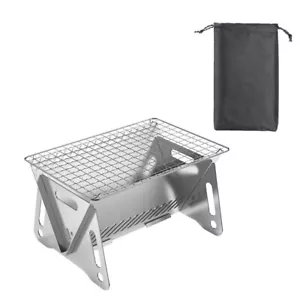 Folding BBQ Charcoal Barbecue Portable Grills Steel Stainless Mini Picnic Stoves - Picture 1 of 14