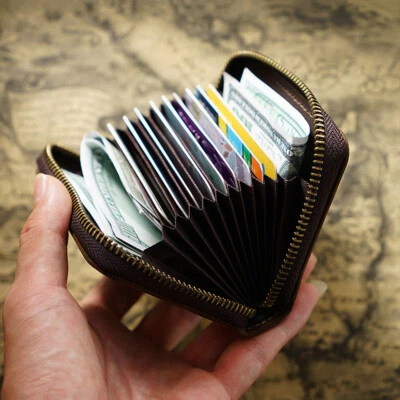 Genuine Leather RFID Blocking Card Holder Purse Wallet ID Credit Card Organizer - Image 1 of 4