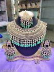 Indian Bollywood Gold Plated Kundan Choker Bridal Necklace Earrings Jewelry Set