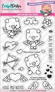 New Carlijn Design Clear Stamps Piggy Valentine Kisses - Picture 1 of 1
