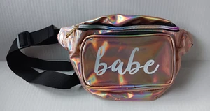 Zartrosa schillernde "Babe" Bauchtasche Reise Rave Club Taille Festival Reißverschluss - Bild 1 von 8