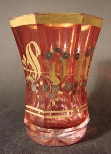 Biedermeier - Taza superficial Rubinglas RECUERDO. Siglo 19 - Imagen 1 de 4