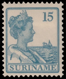 ✔️ SURINAM 1916 - QUEEN WILHELMINA WITH SHIP - SC.  96 MH * - Picture 1 of 1