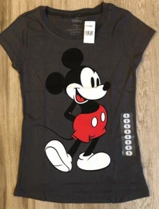 Disney Girls/Juniors Gray Mickey Mouse T-shirt! New with Tags! - Picture 1 of 3