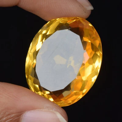 Large Oval Faceted Cut Yellow Citrine 100 CT Loose Gemstone for Engagement Ring - Image 1 of 4