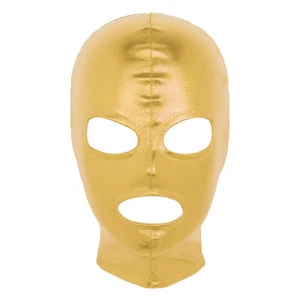 Men's Headgear Latex Metallic Open Eyes Mouth Full Face Mask Hoods Role Play - Picture 1 of 22