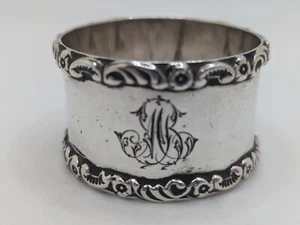 Antique English Sterling Silver Napkin Ring "MB" initials engraving - Picture 1 of 4