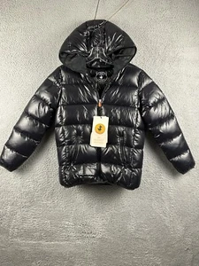 $248 Save the Duck Kids Hooded Shiny Ultra Light Puffer Jacket SZ 12 NWT - Picture 1 of 9