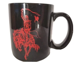 Vintage MARLBORO Promo Cowboy Western Rodeo Red Horse Black Coffee Mug Tea Cup - Picture 1 of 9