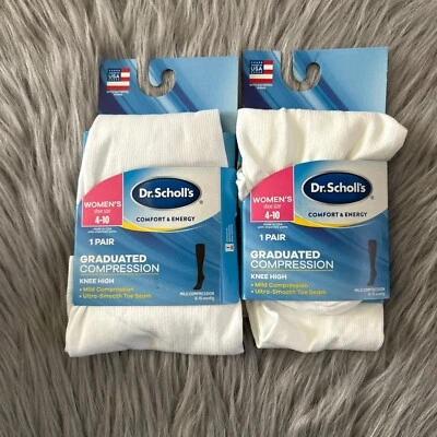 Dr.Scholl's Mild Compression Knee High Socks Womens Shoe Size 4-10 White - Image 1 of 4