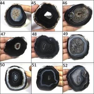 Geoda druzy rebanada natural ágata cabujón rebanada de color negro ágata piedra preciosa BS-E - Imagen 1 de 195