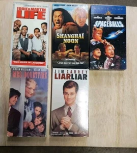 Comedy Lot MrsDoubtfire,LiarLiar,Spaceballs,Shanghai Noon,Life VHSx5 - Picture 1 of 3