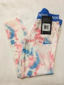 Nike Dry Cool Dri-Fit Girls All Over Tie-Dye Print Tights Pink Blue White NWT 6X - Picture 1 of 2