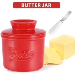 Keramik Butterdose mit Deckel &Buttermesser Französische Butterglocke Buttertopf - Bild 1 von 12