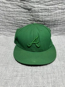 Atlanta Braves Fitted Hat New Era On Field Wool Cap. USA Made Green on Green - Picture 1 of 5