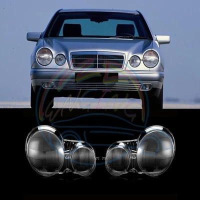 🆗 LH+RH Headlight Lens Cover+Sealant Glue For Mercedes E-Class W210 1996-2000 - Image 1 of 4
