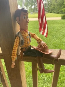 15” VTG Disney Pixar Toy Story WOODY Talking Pull String Doll W/Hat No Box Works - Picture 1 of 24