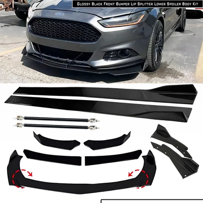 For Ford Fiesta Focus Mondeo Front Bumper Lip Chin Spoiler Body Kit Glossy Black Foto 1 de 4
