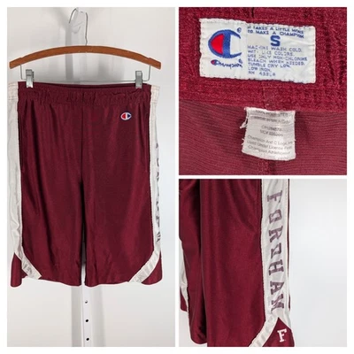 Pantalones Cortos De Colección Años 90 Campeón Malla Fordham University Granate NCAA Gimnasio EE. UU. NYC Foto 1 de 4