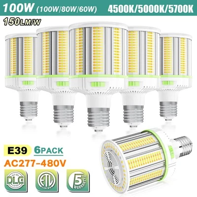 6Pack LED Light Bulb 4.5/5/5.7K 100W Corn Lights Garage Warehouse Factory Street - Image 1 of 4