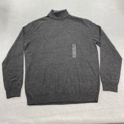Club Room Sweater Mens Large Gray Turtleneck Pullover Merino Wool Blend - Image 1 of 4