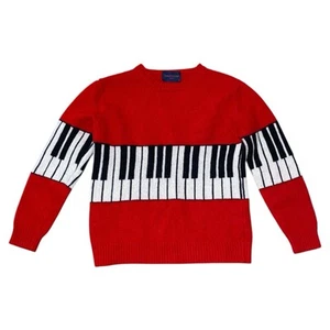Maglione Rowling Blazers Gyles & George maglia stampa pianoforte manica lunga taglia XS rosso - Foto 1 di 8