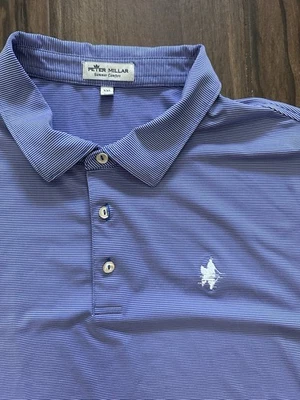 Peter Millar Summer Comfort Polo Shirt Blue Stripe Embroidered Logo XXL - Image 1 of 4