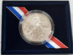 2004-P Thomas Edison Commemorative UNC Silver Dollar in OGP & COA - Picture 1 of 4