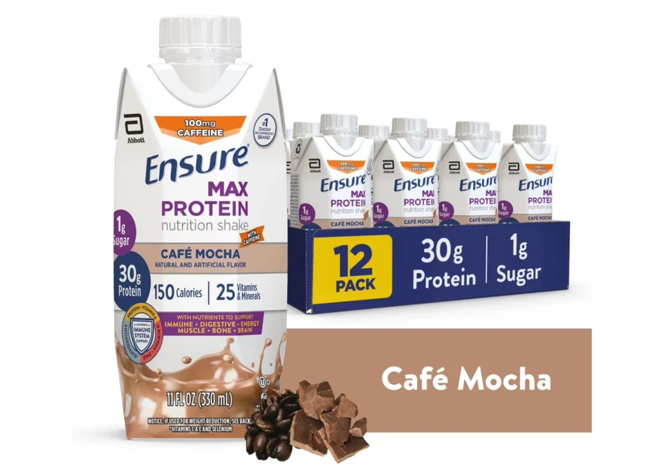 Batido de proteínas Ensure Max, 30 g de proteína, café moca, 11 fl oz, paquete de 12 Foto 1 de 1