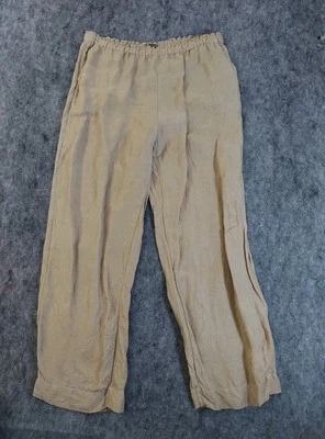 Pantalones J Crew Cupro de Lino para Mujer Grandes Altos Beige Chelsea Bolsillos Pierna Ancha Foto 1 de 4