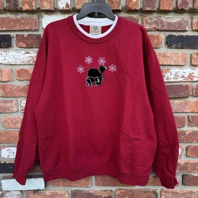 Sudadera De Colección Cuello Simulado Para Mujer XL Bordada Osos Negros Bufanda Nieve Usada en Excelente Condición Foto 1 de 4