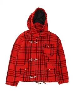 VINTAGE Herren Windbreaker Jacke mit Kapuze UK 38 Medium rot kariert CB15 - Bild 1 von 3