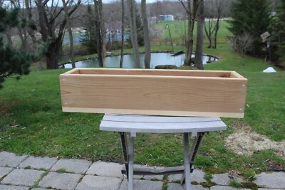30" WINDOW FLOWER BOX SQUARE FRONT NATURAL CEDAR WOOD PLANTER PATIO PLANTS DECK - Image 1 of 4
