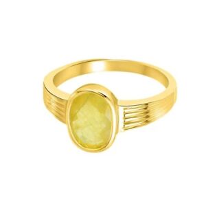 Natural Certified Yellow Sapphire Ring/Pukhraj Ring Astrology Gold Plating Ring