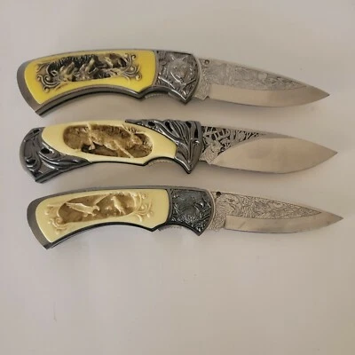 3 Gift Set Bud K Wildlife Collection resine carved handle - Image 1 of 4