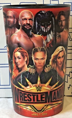 New WWE Wrestlemania 35 SOUVENIR CUP Kofi Kingston Becky Lynch Tumbler Wrestling Cover