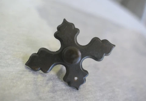 Vintage Antiqued Brass Cross Cabinet Dresser Drawer Drop Handle Backplate 2.5" W Cover