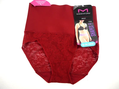 Cueca de renda Maidenform feminina modeladora de barriga GG nova vintage carro renda vermelha - Imagem 1 de 4