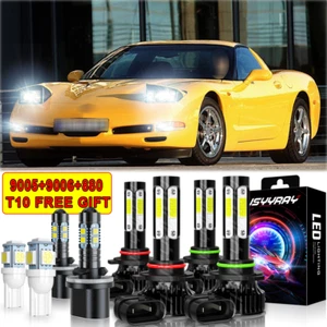 For Chevy Corvette 1997-2004 - 6X LED Headlights High Low Beam + Fog Bulbs - Picture 1 of 11