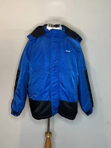 Chaqueta de esquí Schott NYC vintage para hombre con capucha cremallera completa azul pesado aislante talla XL - Imagen 1 de 8