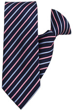 Navy with Blue and Pink Stripe Clip On Tie - JH-1163