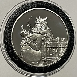 Vintage Weihnachtsmann Weihnachten Polierte Platte Münze 1 Feinunze 0,999 Feinsilber runde Medaille - Bild 1 von 15