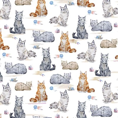 Tela Feline Drive ¡PATAS ARRIBA! Crema Feline Good Cats - Cuarto de grasa (18"x22") FQ Foto 1 de 4