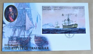 BATTLE OF TRAFALGAR 200TH ANNIVERSARY 2005 BUCKINGHAM GIBRALTAR M/S FDC - Picture 1 of 2