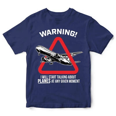 THE CLOTHING SHED Warning Will Talk About Planes T Shirt Funny Birthday For Son Gift Idea and D...