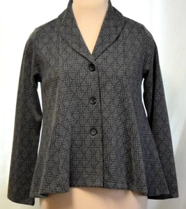 Comfy USA Gray Geo Design Knit Poly/Cotton/Spndx Swing Jacket/Shawl Neck Top-S/M - Picture 1 of 10