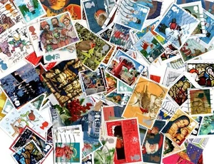100 All Different GREAT BRITAIN CHRISTMAS ISSUE STAMPS (XMAS) - Picture 1 of 2