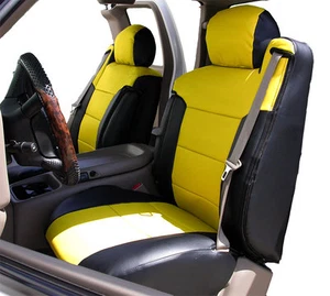 CHEVY SILVERADO 2000-2002 ASIENTO DELANTERO TIPO CUERO NEGRO/AMARILLO Y FUNDAS DE 2 BRAZOS - Imagen 1 de 5